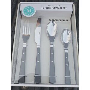 Martha Stewart 16-Piece Stainless Steel Flatware Set Garden Cottage Dishwasher S